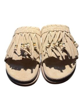 Vintage Havana Sundance Fringe Slide Sandals Women’s Size 10 Taupe NIB